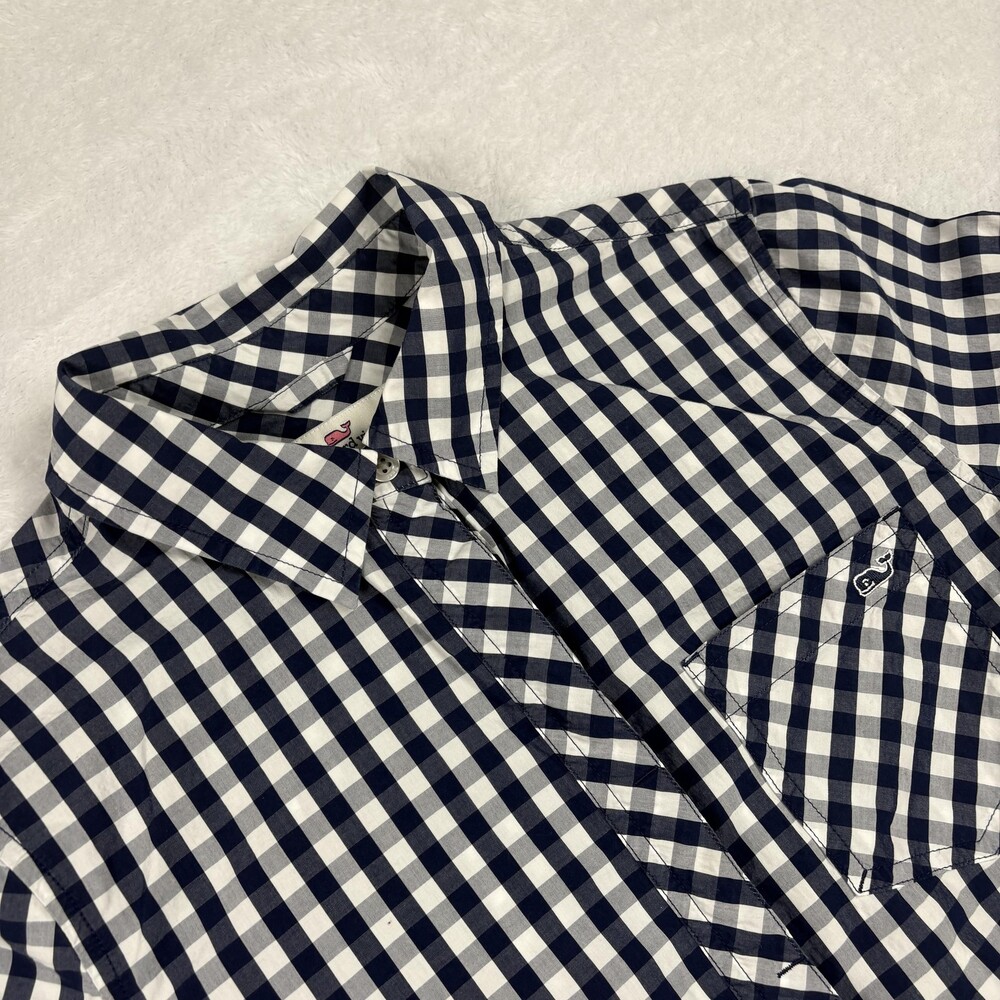 Vineyard Vines Shirt Womens 0 Blue Check Long Sleeve Button-Up Relaxed Fit